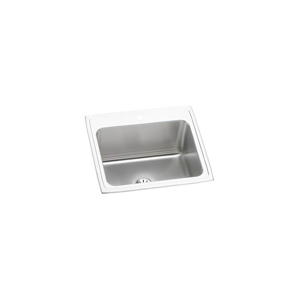 Elkay Lustertone Classic Stainless Steel 25'' x 22'' x 10-3/8'', 1-Hole Single Bowl Drop-in Sink with Perfect Drain