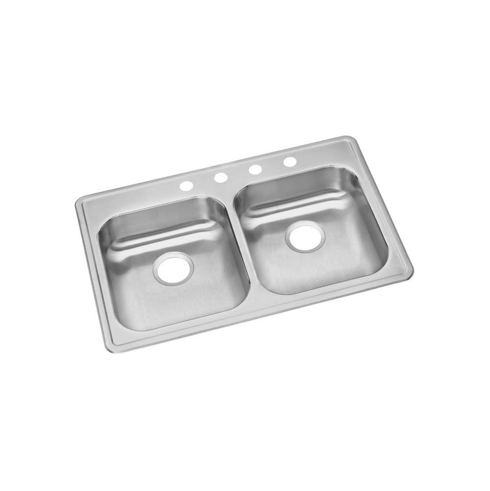 Elkay Dayton Stainless Steel 33'' x 21-1/4'' x 5-3/8'', 3-Hole Equal Double Bowl Drop-in Sink
