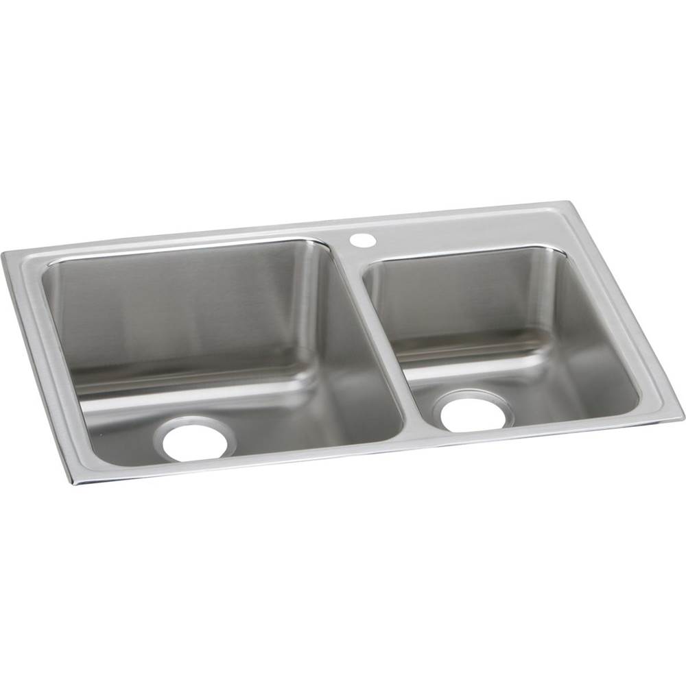 Elkay Lustertone Classic Stainless Steel 33'' x 22'' x 10'', 2-Hole 60/40 Double Bowl Drop-in Sink