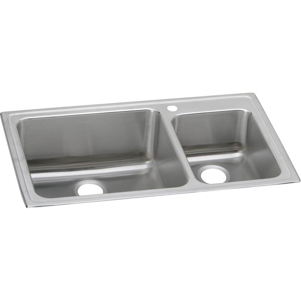 Elkay Lustertone Classic Stainless Steel 37'' x 22'' x 10'', 0-Hole 60/40 Double Bowl Drop-in Sink