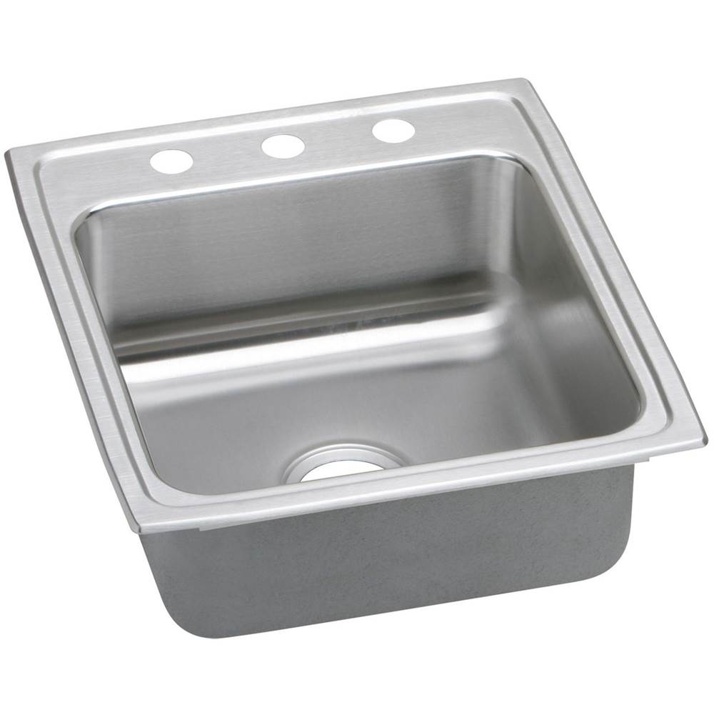 Elkay Lustertone Classic Stainless Steel 19-1/2'' x 22'' x 10-1/8'', 2-Hole Single Bowl Drop-in Sink with Quick-clip