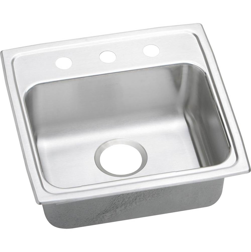 Elkay Lustertone Classic Stainless Steel 19'' x 18'' x 6-1/2'', MR2-Hole Single Bowl Drop-in ADA Sink with Quick-clip
