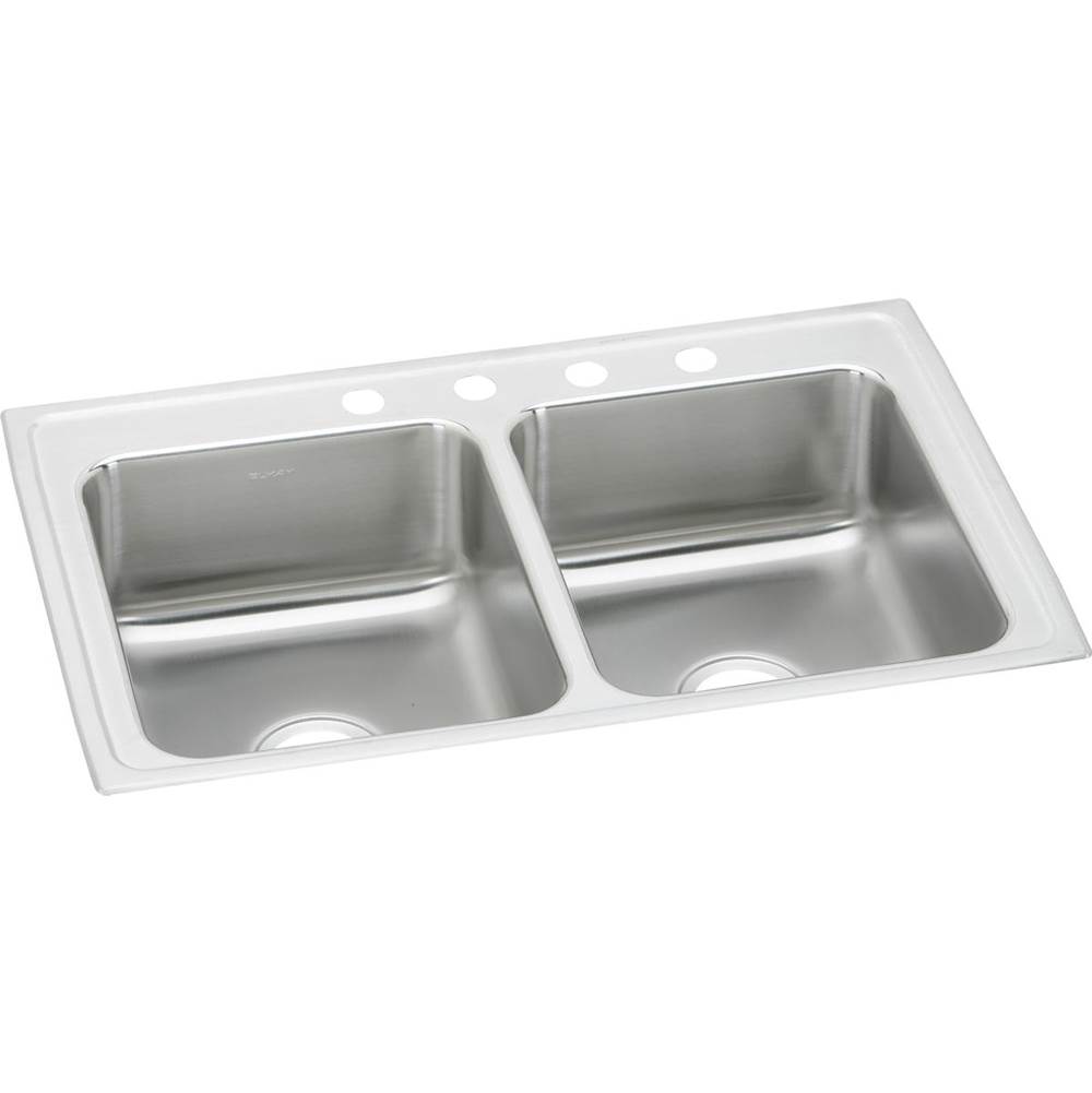 Elkay Lustertone Classic Stainless Steel 29'' x 18'' x 5-1/2'', MR2-Hole Equal Double Bowl Drop-in ADA Sink
