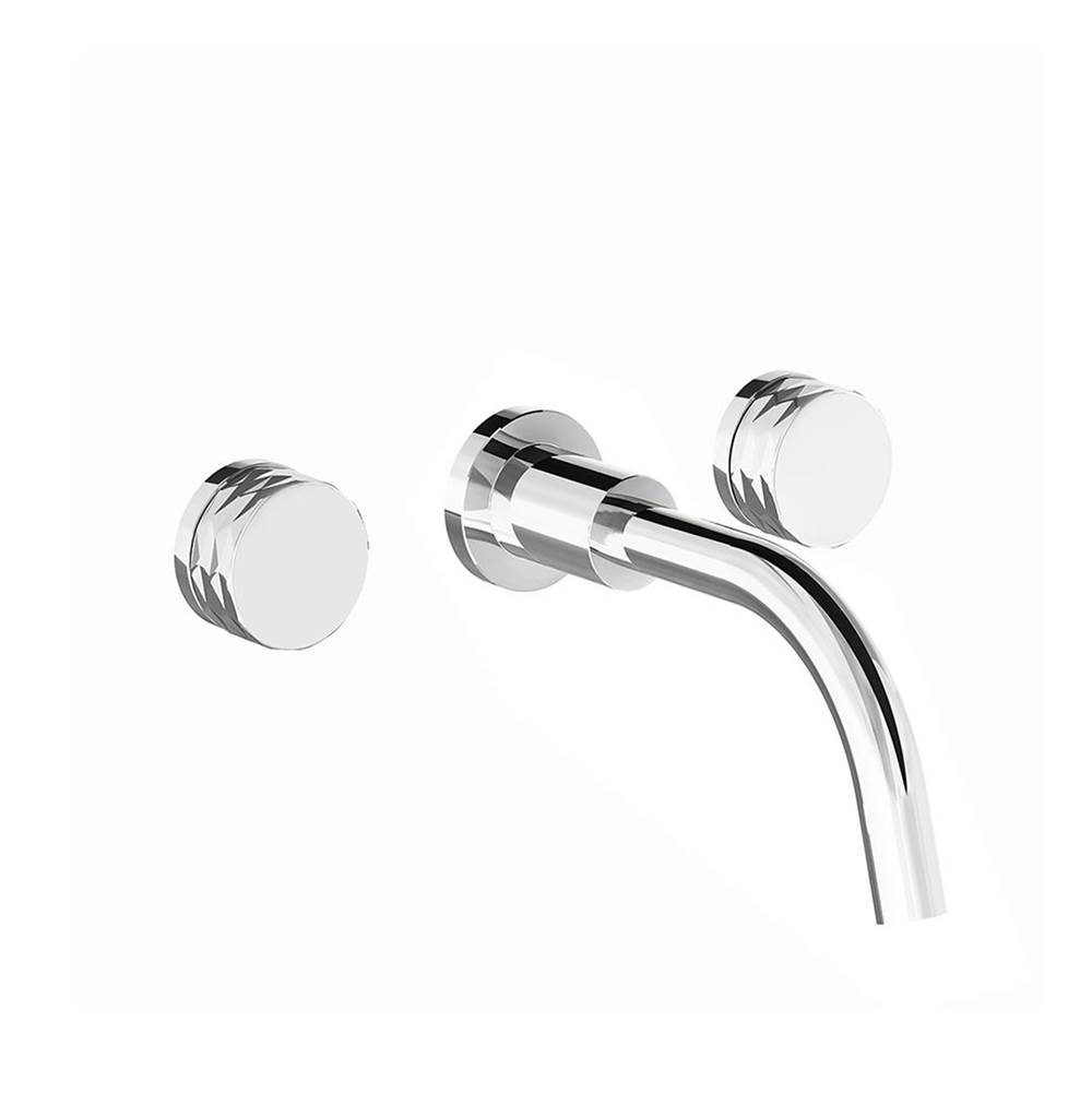 Franz Viegener Wall-Mounted Lavatory Faucet, Diamond Cylinder Handle, Less Drain Assembly. Trim Only