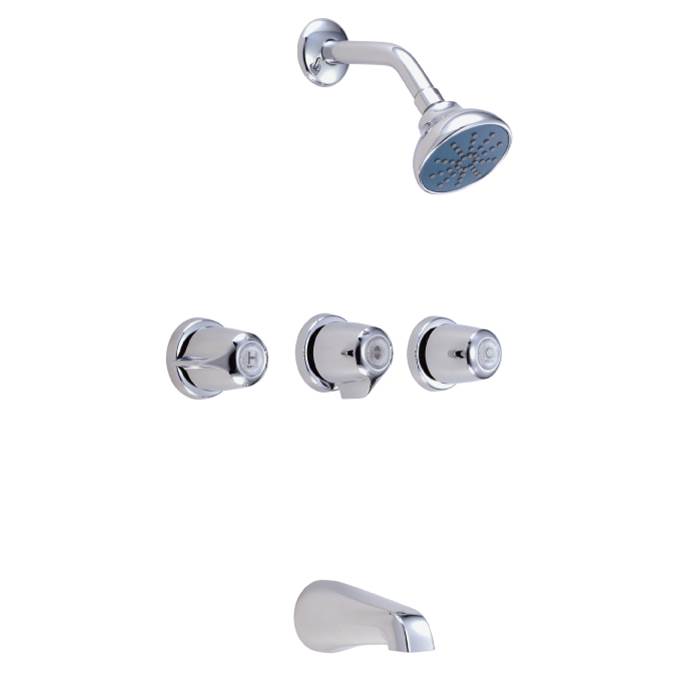 Gerber Plumbing Gerber Classics Three Handle Threaded Escutcheon Tub & Shower Fitting with Sweat Connections & Threaded Spout 1.75gpm Chrome