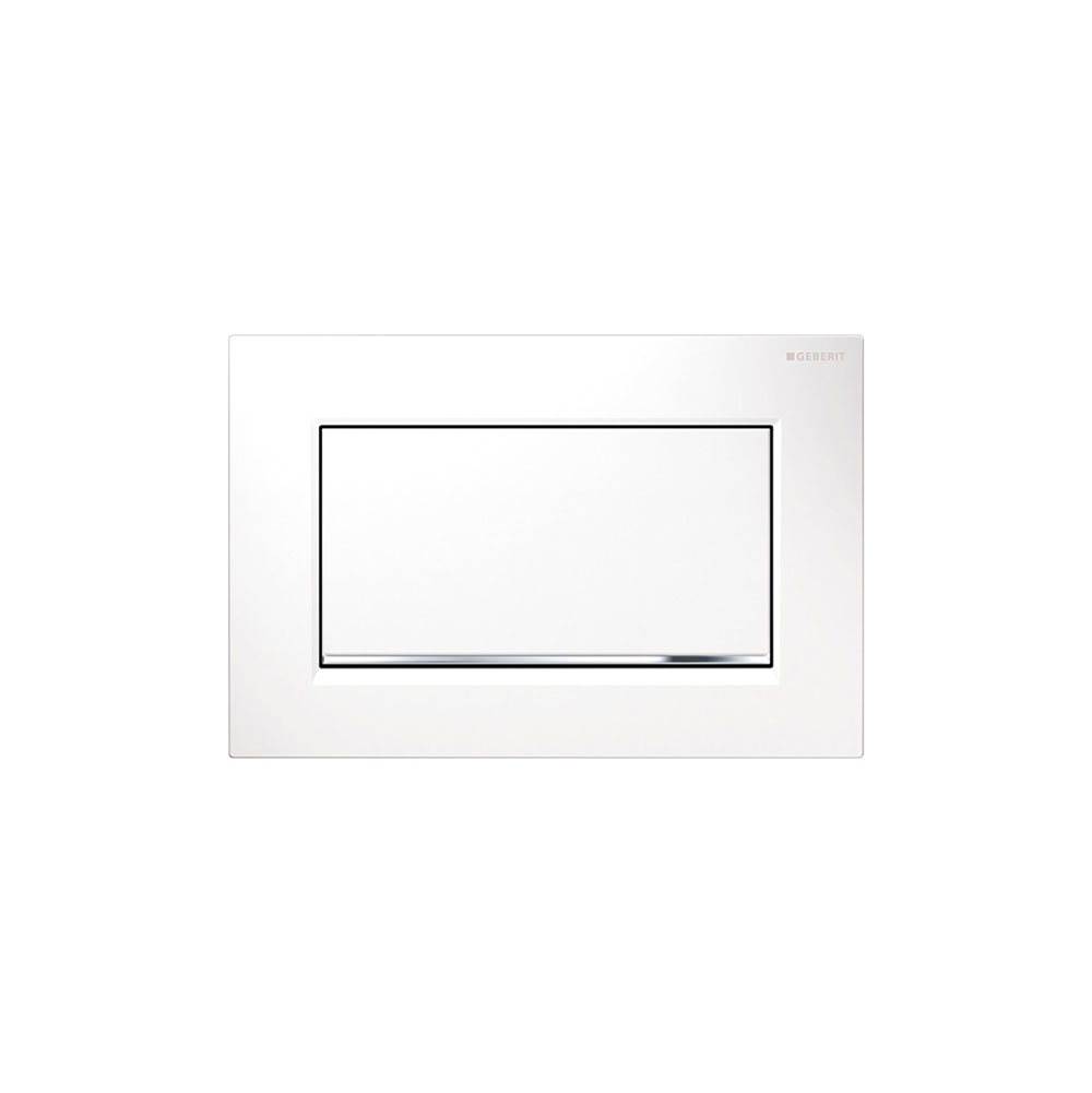 Geberit Geberit actuator plate Sigma30 for stop-and-go flush, screwable: white matt coated, easy-to-clean coated, bright chrome-plated