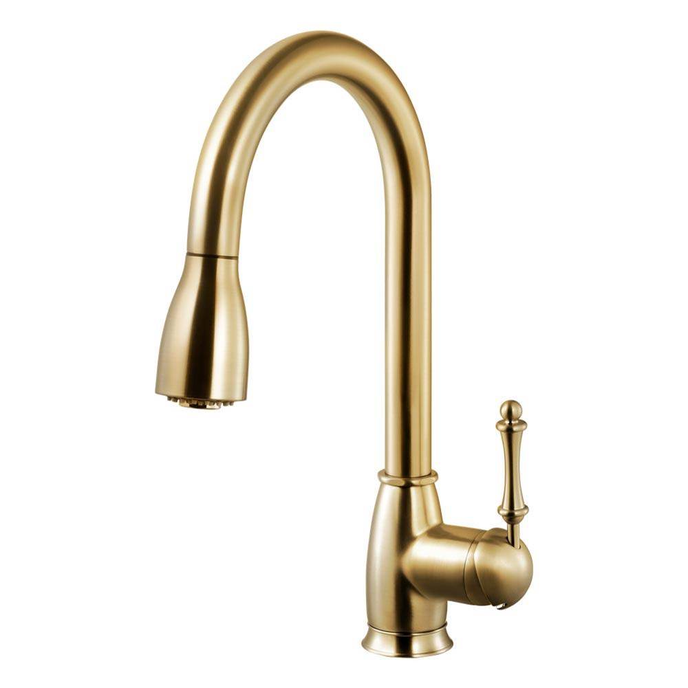 Hamat Dual Function Pull Down Kitchen Faucet in Brushed Brass