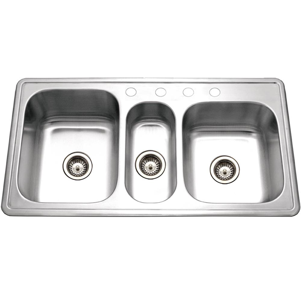 Hamat Topmount Stainless Steel 4-Hole Triple Bowl Kitchen Sink