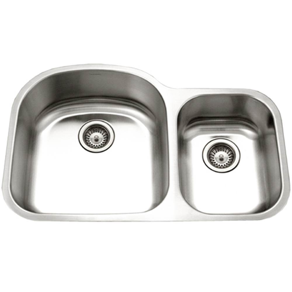 Hamat Undermount Stainless Steel 70/30 Double Bowl Kitchen Sink, Small Bowl Right, 18 Gauge 