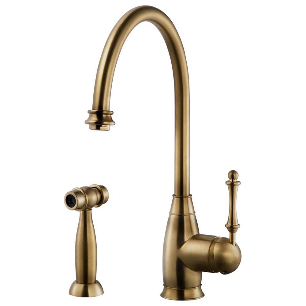 Hamat Traditional Brass Single Lever Faucet with Side Spray in Antique Brass