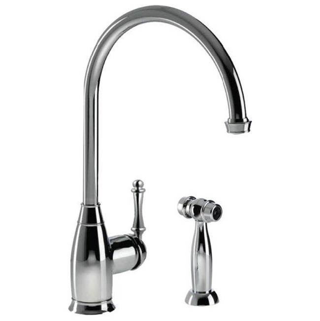 Hamat Traditional Brass Single Lever Faucet with Side Spray in Polished Nickel