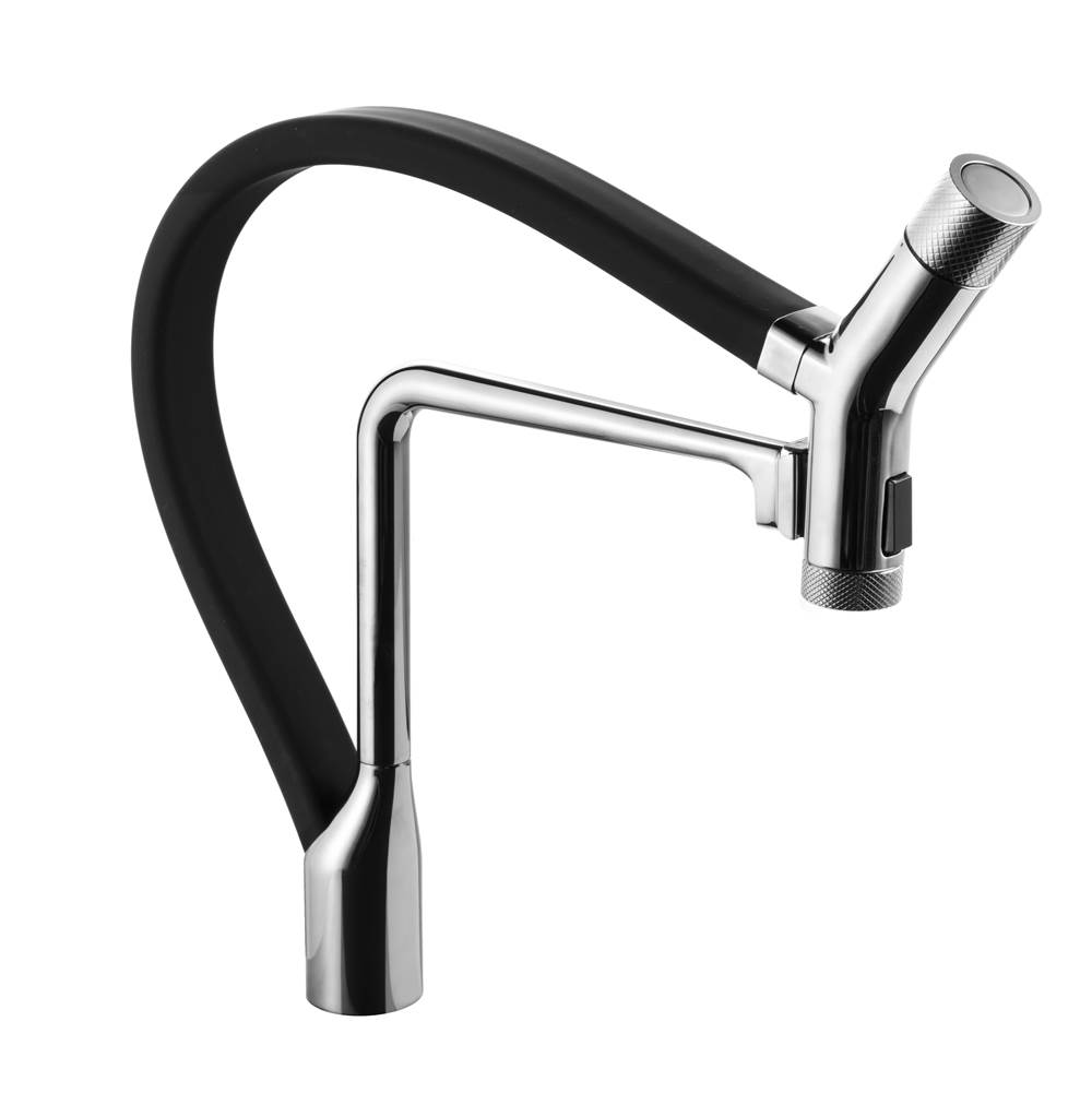 Hamat Dual Function Hand Held Pull Off Kitchen Faucet in Polished Chrome with Black Hose
