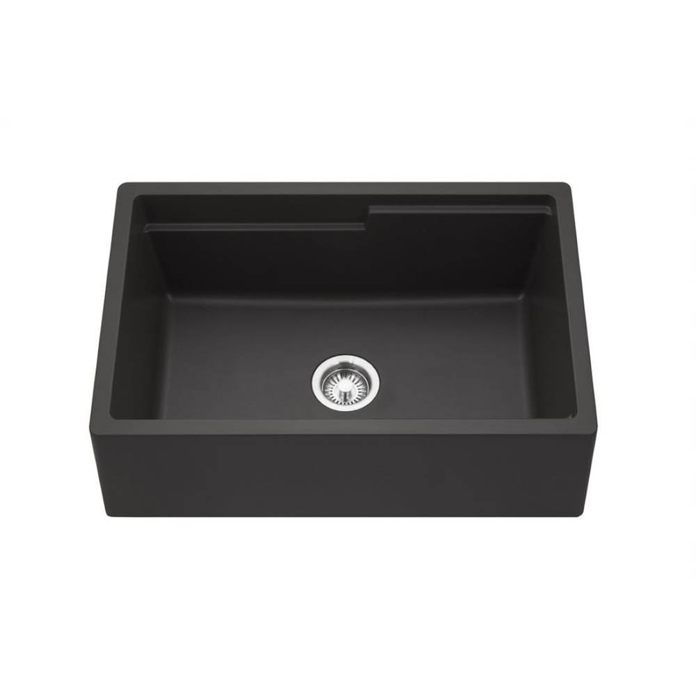 Hamat Granite Apron-Front Workstation Kitchen Sink, Black