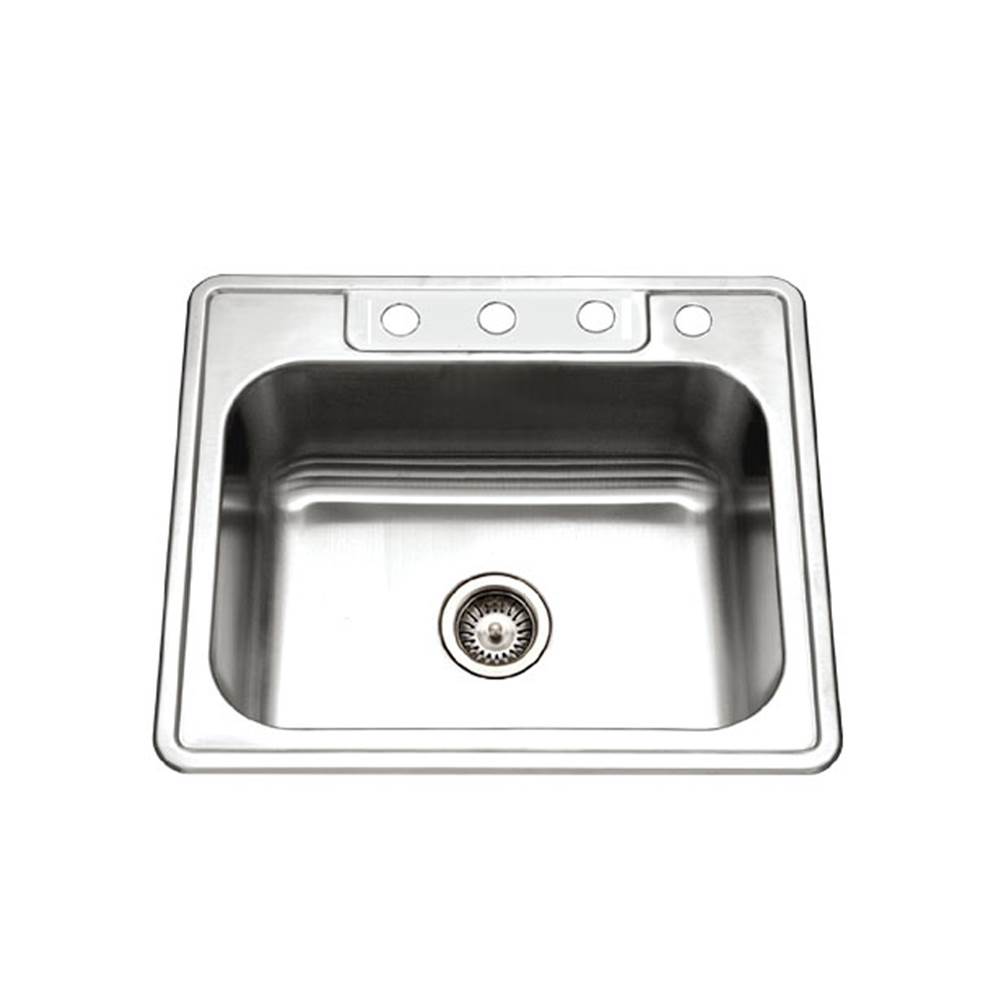Hamat Topmount Stainless Steel 4-hole Single Bowl Kitchen Sink, 9'' Deep