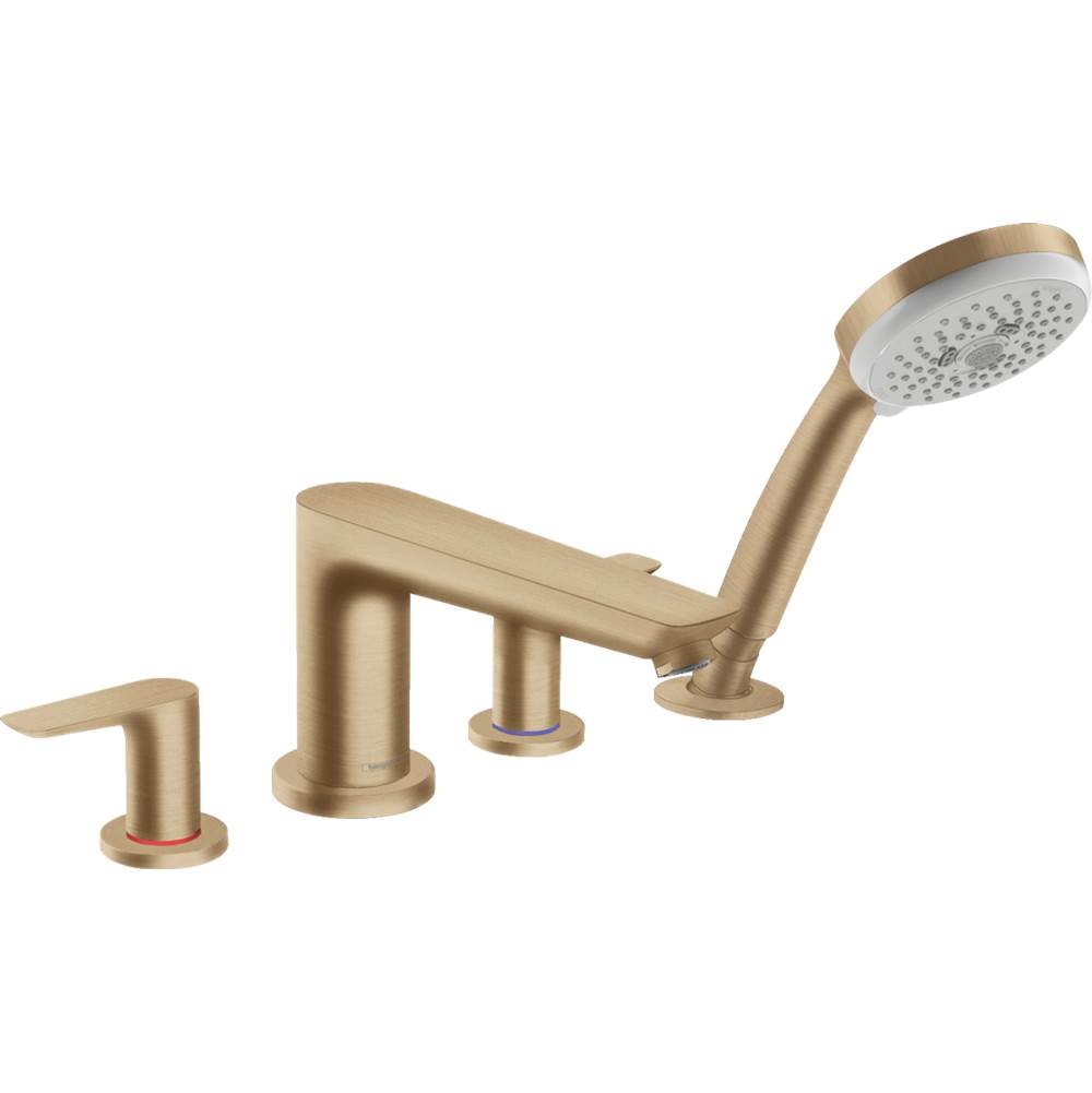 Hansgrohe Talis E 4-Hole Roman Tub Set Trim with 1.8 GPM Handshower in Brushed Bronze