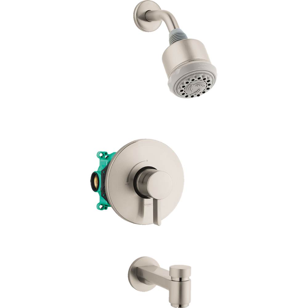 Hansgrohe Clubmaster Pressure Balance Tub/Shower Set with Rough, 2.5 GPM  in Brushed Nickel