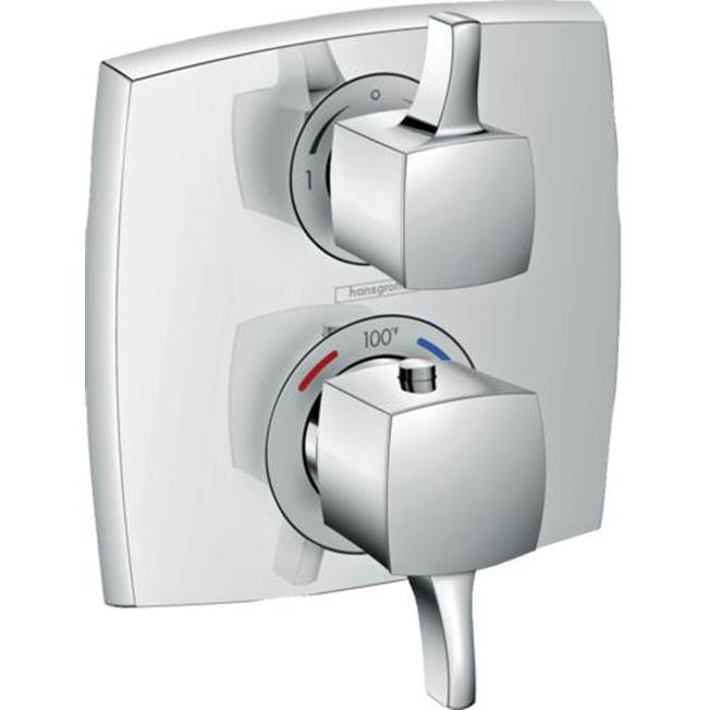 Hansgrohe Ecostat Classic Thermostatic Trim with Volume Control and Diverter, Square in Chrome