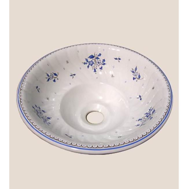 Herbeau White Vitreous China Vessel Bowl in Moustier Rose