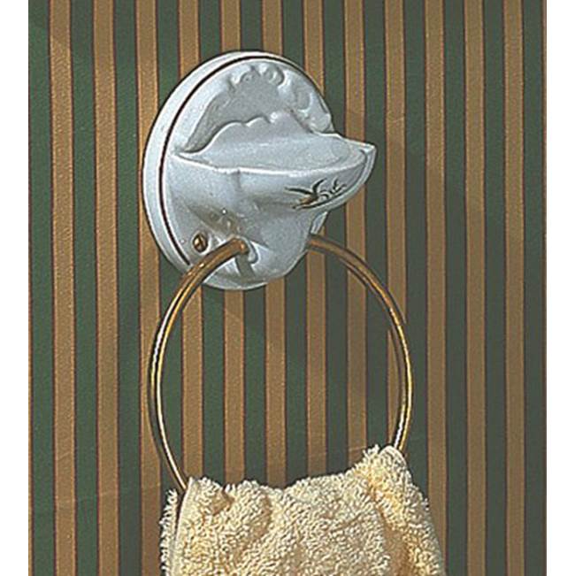 Herbeau Towel Ring / Soap Dish in Sceau Rose, Weathered Brass