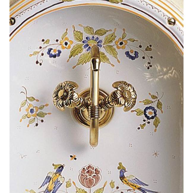 Herbeau ''Verseuse'' Wall Mounted Mixer with Cloverleaf Handles in Old Gold