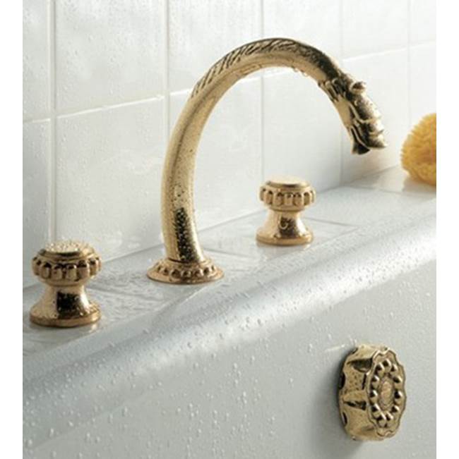 Herbeau ''Pompadour'' 3-Hole Deck Mounted Roman Tub Set in French Weathered Brass