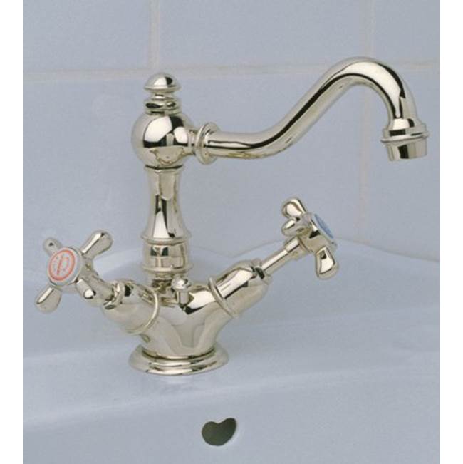 Herbeau ''Royale'' Single-Hole Basin Mixer in Antique Lacquered Brass