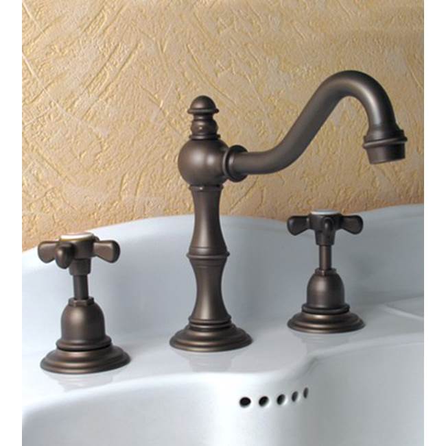 Herbeau ''Royale'' Widespread Lavatory Set with Cross Handles in Weathered Brass
