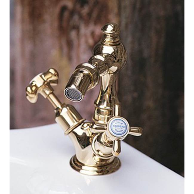 Herbeau ''Royale'' Single-Hole Bidet Mixer with Pop-up Waste in Antique Lacquered Brass