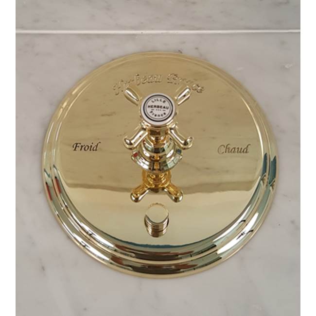 Herbeau ''Royale'' 1/2'' Pressure Balance Valve with Diverter in Antique Lacquered Brass -Trim Only