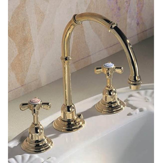 Herbeau ''Royale'' High Arc Lavatory Set in  Antique Lacquered Brass