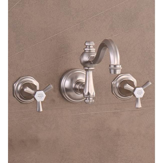Herbeau ''Monarque'' Wall Mounted 3-Hole Set without Waste in Solibrass