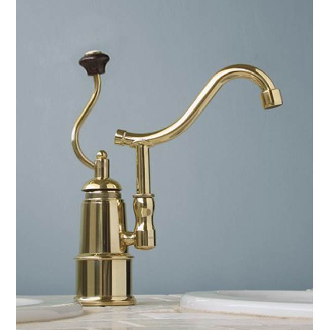 Herbeau ''De Dion'' Single Lever Mixer with Ceramic Disc Cartridge in Wooden Handle, Weathered Brass