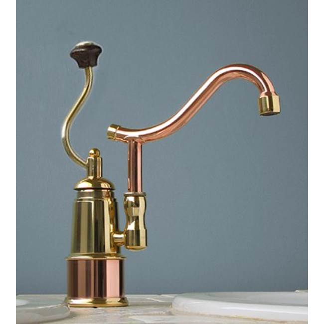 Herbeau ''De Dion'' Single Lever Mixer with Ceramic Disc Cartridge in White Handle, Polished Copper and Brass