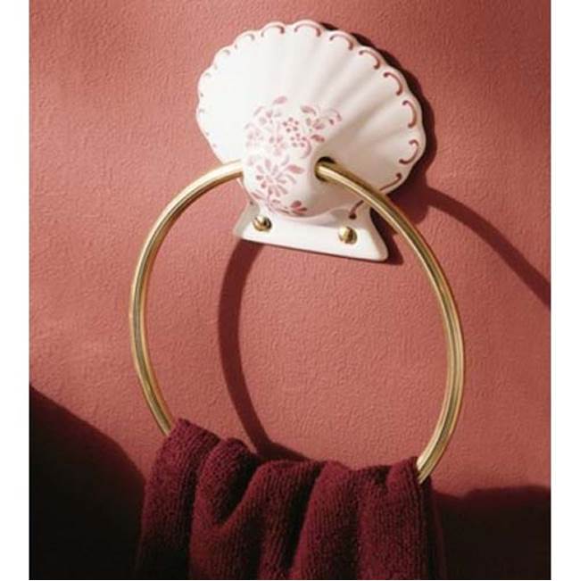 Herbeau ''Coquille'' Towel Ring in Any Handpainted Finish, Matte Black Nickel Ring