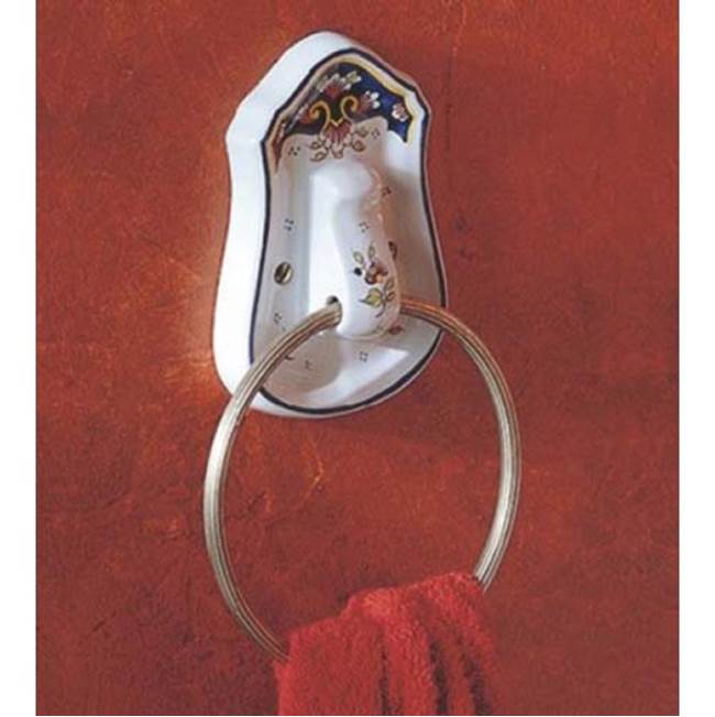 Herbeau ''Neptune'' Towel Ring in XX Any Handpainted Finish, Polished Nickel