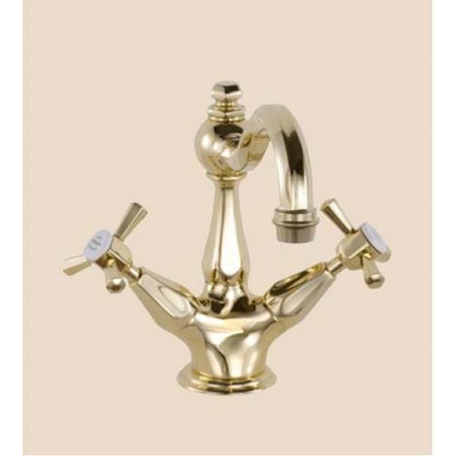Herbeau ''Monarque'' Single-Hole Basin Mixer Without Pop-Up in Antique Lacquered Brass