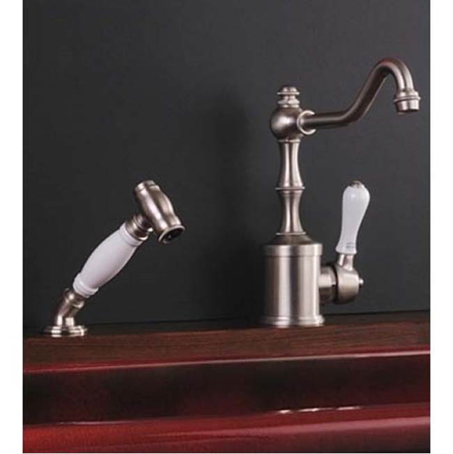 Herbeau ''Royale'' With Handspray Single Lever Mixer With Ceramic Cartridge in Wooden Handles, Polished Nickel