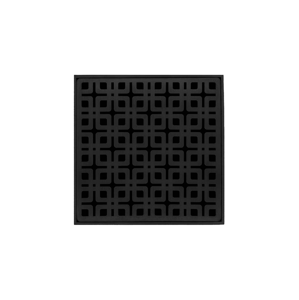 Infinity Drain 5'' x 5'' Strainer with Link Pattern Decorative Plate and 2'' Throat in Matte Black for KD 5