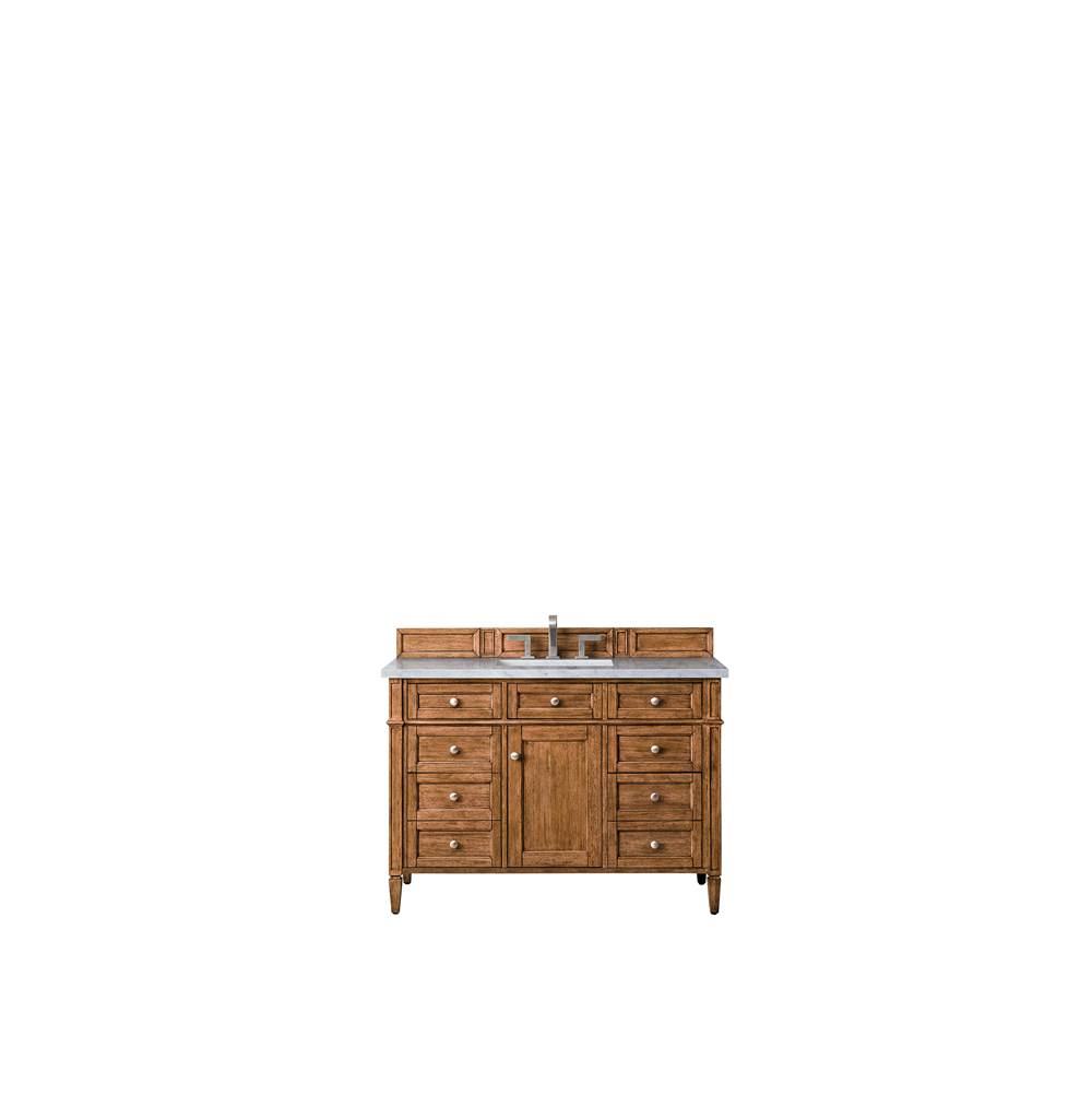 James Martin Vanities Brittany 48'' Saddle Brown Single Vanity w/ 3 CM Arctic Fall Solid Surface Top