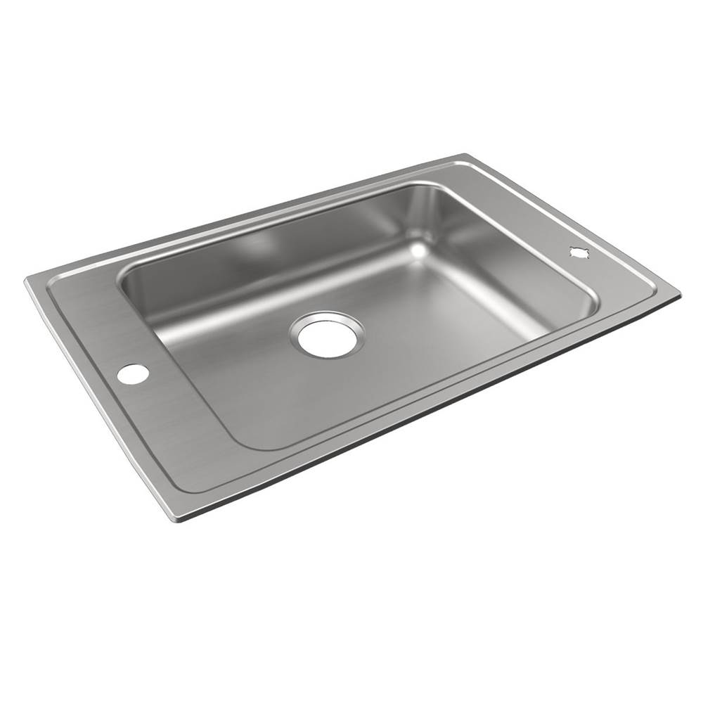 Just Manufacturing Stainless Steel 31'' x 19-1/2'' x 6-1/2'' 2LM-Hole Single Bowl Drop-in Classroom ADA Sink w/L and R Faucet Decks