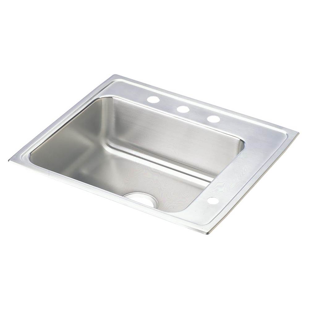 Just Manufacturing Stainless Steel 22'' x 19-1/2'' x 4-1/2'' LM-Hole Single Bowl Drop-in Classroom ADA Sink w/Bk and R Faucet Ledge