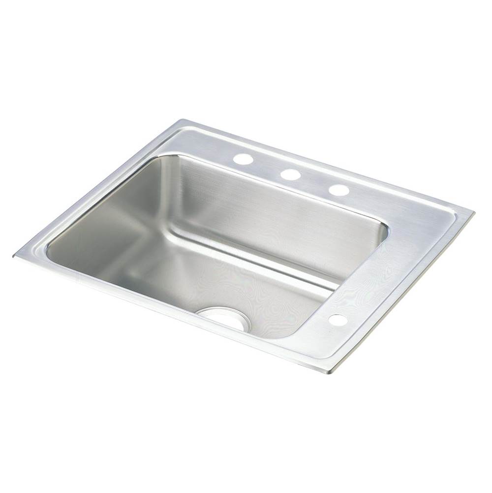 Just Manufacturing Stainless Steel 22'' x 19-1/2'' x 5-1/2'' LM-Hole Single Bowl Drop-in Classroom ADA Sink w/Bk and R Faucet Ledge