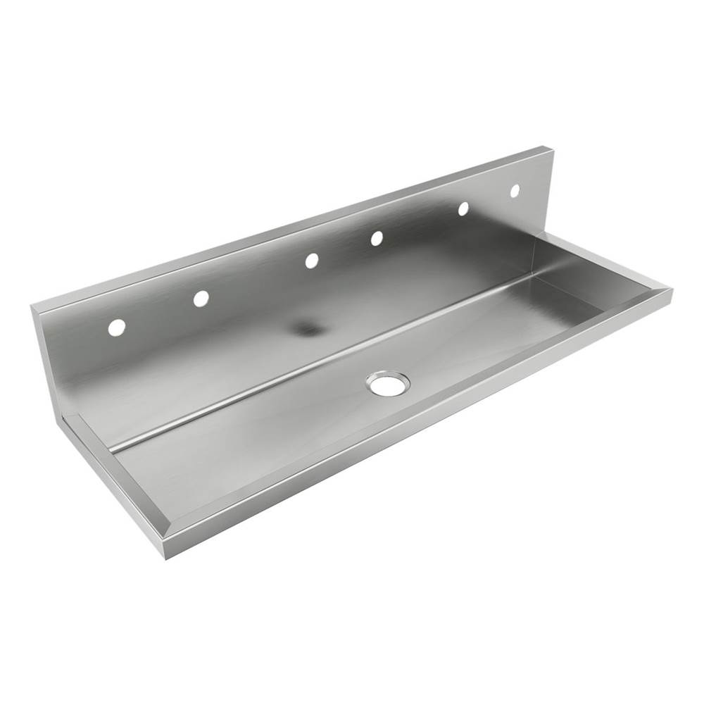 Just Manufacturing Stainless Steel 60'' x 20'' x 16'' Wall Hung Multi-Station Surgeon Scrub ADA Sink Kit