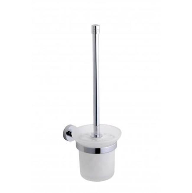Kartners OSLO - Wall Mounted Toilet Brush Set with Frosted Glass-Brushed Nickel