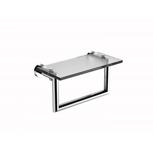 Kartners OSLO - 10-inch Glass Shelf with Towel Rail Solid Back-Brushed Nickel