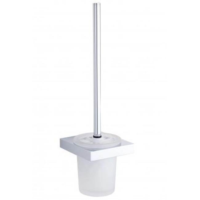 Kartners BERLIN - Wall Mounted Toilet Brush Set with Frosted Glass-Polished Chrome