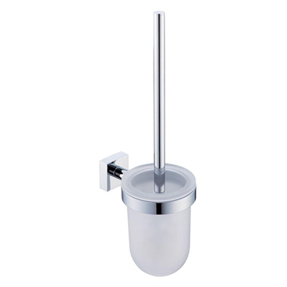 Kartners MADRID - Wall Mounted Toilet Brush Set with Frosted Glass-Unlacquered Brass