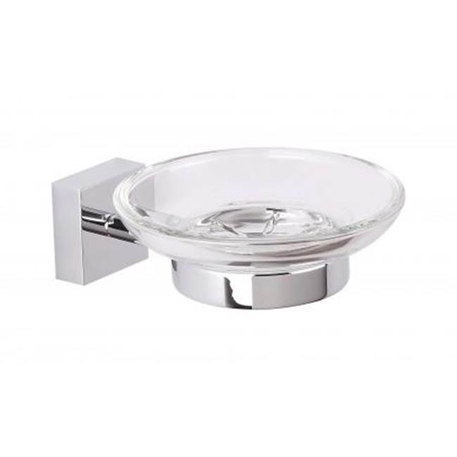 Kartners MADRID - Wall Mounted Soap Dish with Frosted Glass-Brushed Chrome
