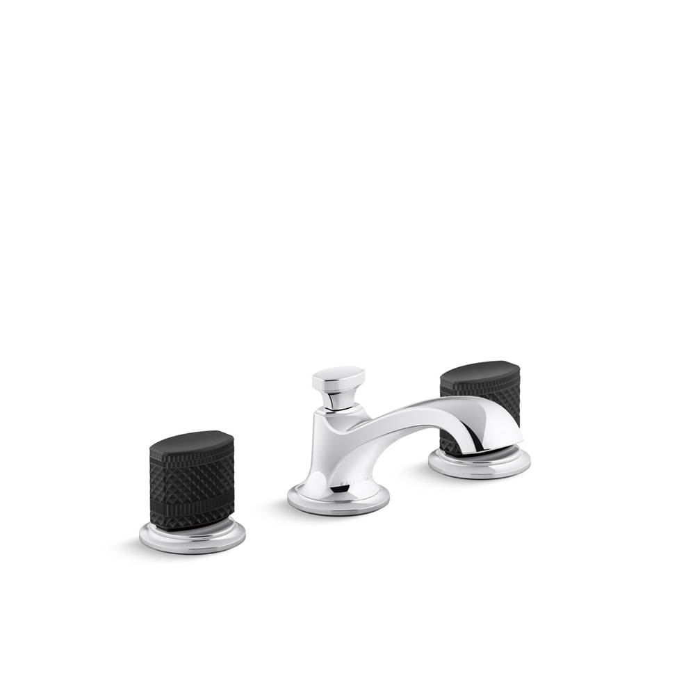 Kallista Script® Sink Faucet, Low Spout, Black Porcelain Knob Handles