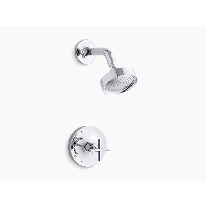 Kohler Purist® Rite-Temp® shower trim with cross handle and 2.5 gpm showerhead